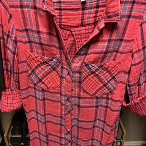 anthropologie plaid buttondown